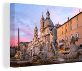 Canvas Schilderij Rome - Fontein - Neptunes - 30x20 cm - Wanddecoratie