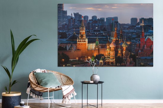 Moscou le soir toile 2cm 180x120 cm - Tirage photo sur toile (Décoration murale salon / chambre) XXL / Groot format!