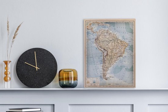 Canvas Wereldkaart - 30x40 - Wanddecoratie Klassieke wereldkaart Zuid-Amerika