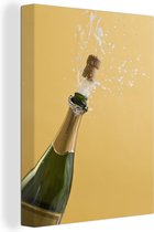 Un bouchon qui saute d'une bouteille de champagne 40x60 cm - impression  photo sur