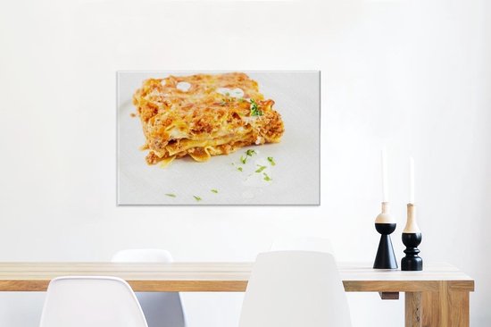 Lasagne sur toile fond blanc 2cm 90x60 cm - Tirage photo sur toile (Décoration murale salon / chambre)