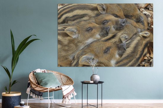 Tableau Peinture Sangliers - Dormir - 180x120 cm - Décoration murale XXL