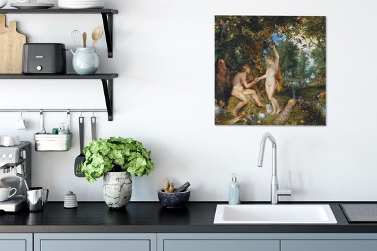 Peintures sur toile - Le paradis terrestre avec la chute d'Adam et Eve - Peinture de Peter Paul Rubens - 50x50 cm - Décoration murale