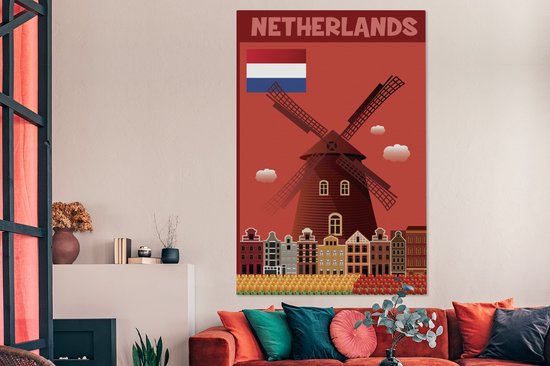Tableau sur toile Une affiche des Nederland - 120x180 cm - Décoration murale XXL