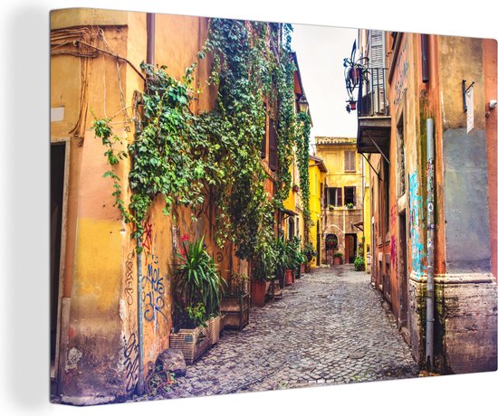 Ancienne ruelle de Rome 180x120 cm - Tirage photo sur toile (Décoration murale salon / chambre) XXL / Groot format!