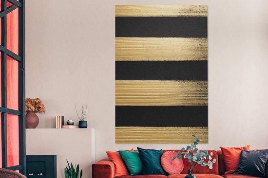 Quatre coups de pinceau dorés 120x180 cm - Tirage photo sur toile (Décoration murale salon / chambre) XXL / Groot format!