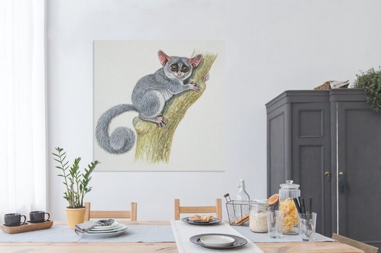 Illustration d'un tarsier gris 120x160 cm - Tirage photo sur toile (Décoration murale salon / chambre) XXL / Groot format!