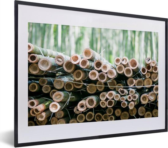 Fotolijst incl. Poster - Stapel gesneden bamboe Arashiyama - 40x30 cm - Posterlijst