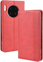 Magnetische gesp Retro Crazy Horse-textuur Horizontale lederen flip-hoes voor Huawei Mate 30, met houder & kaartsleuven en fotolijst (rood)