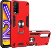 Voor vivo Y20 Armor Series PC + TPU beschermhoes met ringhouder (rood)