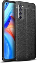 Voor OPPO Reno4 Pro 4G Litchi Texture TPU schokbestendig hoesje (zwart)