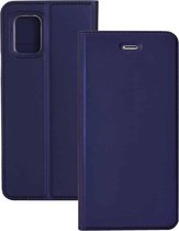 Voor Xiaomi Mi 10 Lite 5G Ultradunne gewone magnetische TPU + PU lederen tas met houder en kaartsleuf (blauw)