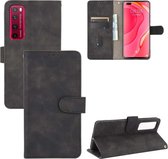 Voor Huawei nova 7 Pro 5G Effen Kleur Huidgevoel Magnetische Gesp Horizontale Flip Kalf Textuur PU Lederen Case met Houder & Kaartsleuven & Portemonnee (Zwart)