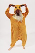 Onesie Eevee Pokemon pak kostuum lichtbruin - maat M-L - Eeveepak jumpsuit huispak