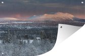 Muurdecoratie Winters berglandschap - 180x120 cm - Tuinposter - Tuindoek - Buitenposter