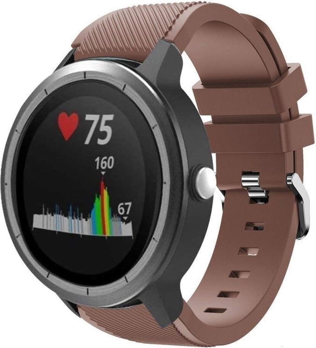 Geschikt voor Garmin Vivoactive 3 silicone band - koffiebruin - 42mm