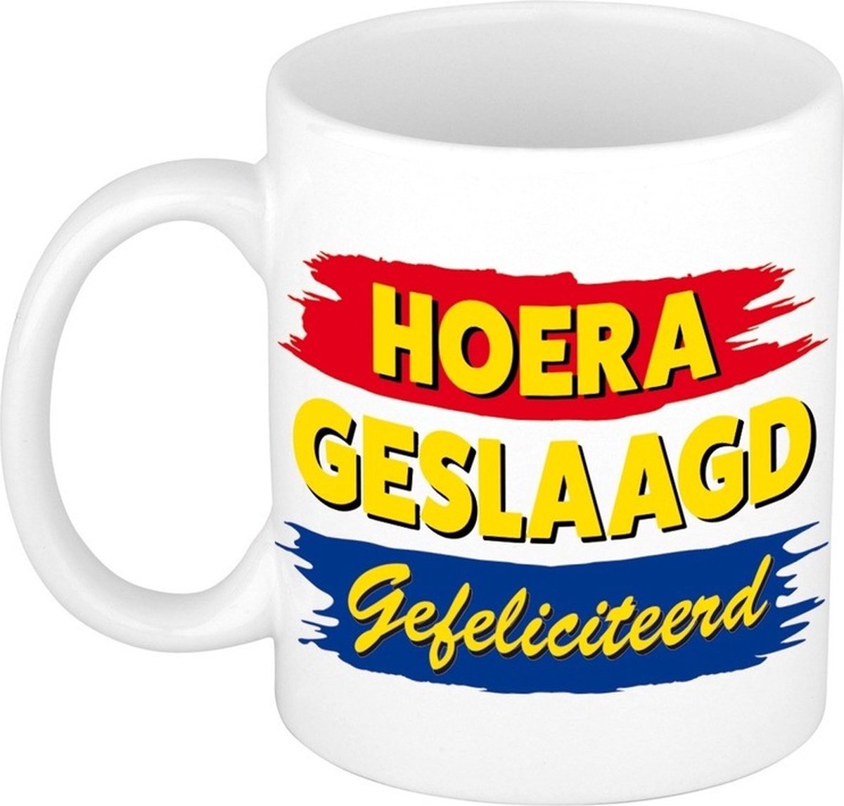 Geslaagd cadeau mok / beker hoera geslaagd gefeliciteerd 300 ml - afgestudeerd kado