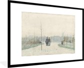 Fotolijst incl. Poster - Oud paar in een nieuw aangelegd park - Schilderij van Anton Mauve - 90x60 cm - Posterlijst