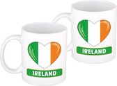 2x stuks hartje vlag Ierland mok / beker 300 ml - Landen thema feestartikelen