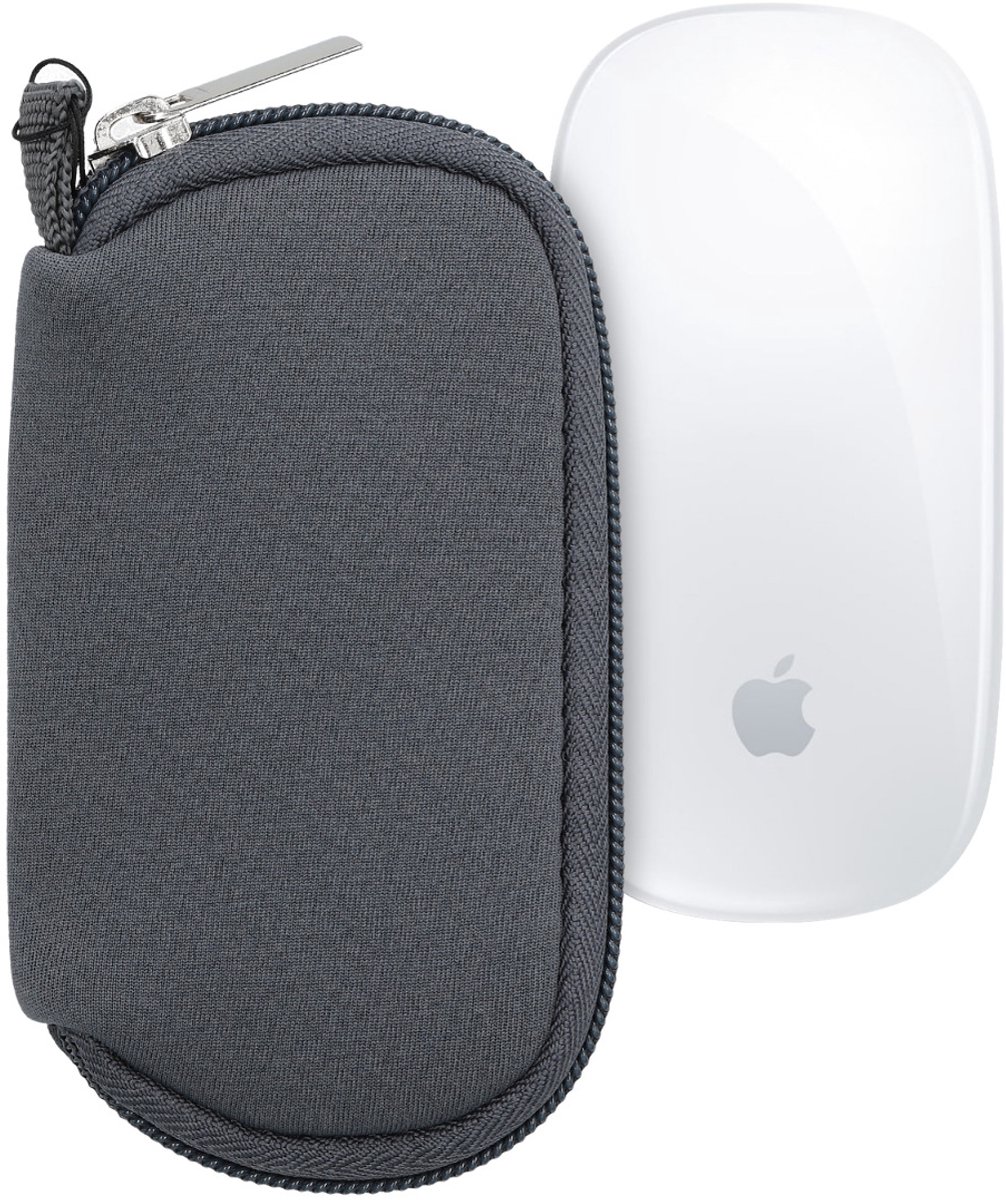 kwmobile computermuis hoes geschikt voor Apple Magic Mouse 1 / 2 hoesje - Muis beschermhoes met rits - Mouse case van neopreen in grijs