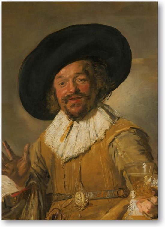 De vrolijke drinker - 50x70 Dibond voor Binnen én Buiten - Frans Hals - Meesterwerken