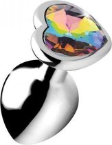 Rainbow Prism Heart Anal Plug - Medium - Silver