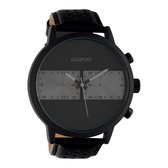 OOZOO Timepieces - Zwarte horloge met zwarte leren band - C10519 - Ø50