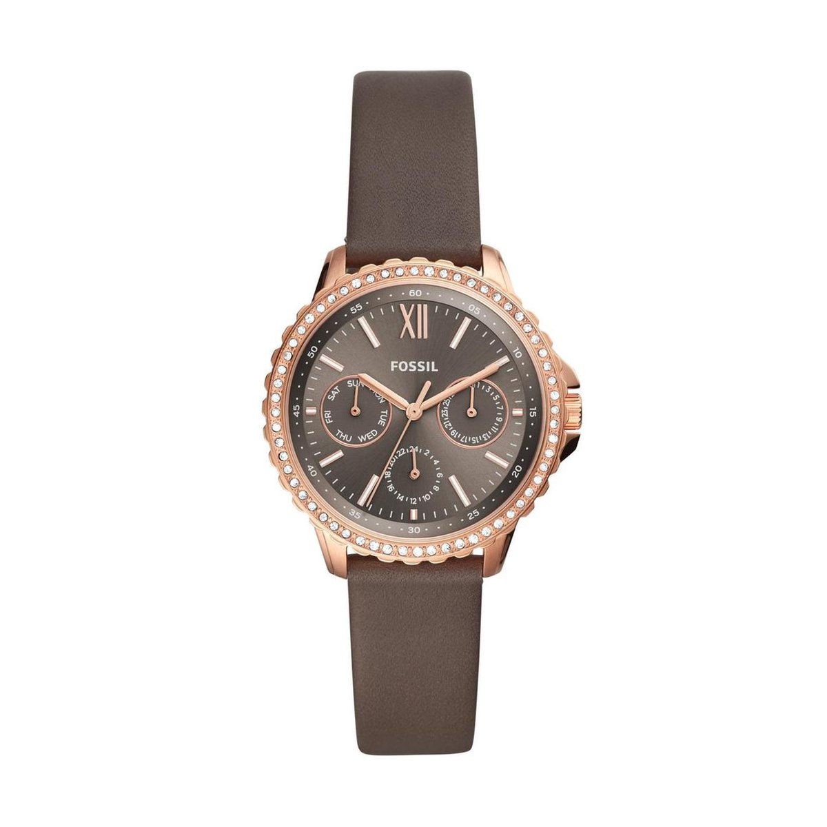 Fossil Izzy ES4889 Horloge - Leer - Grijs - Ø 35 mm