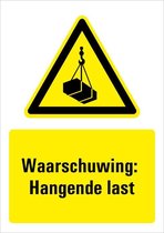 Bord met tekst waarschuwing hangende last - kunststof - W015 210 x 297 mm