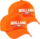 2x stuks nederland / Holland landen pet / baseball cap oranje kinderen