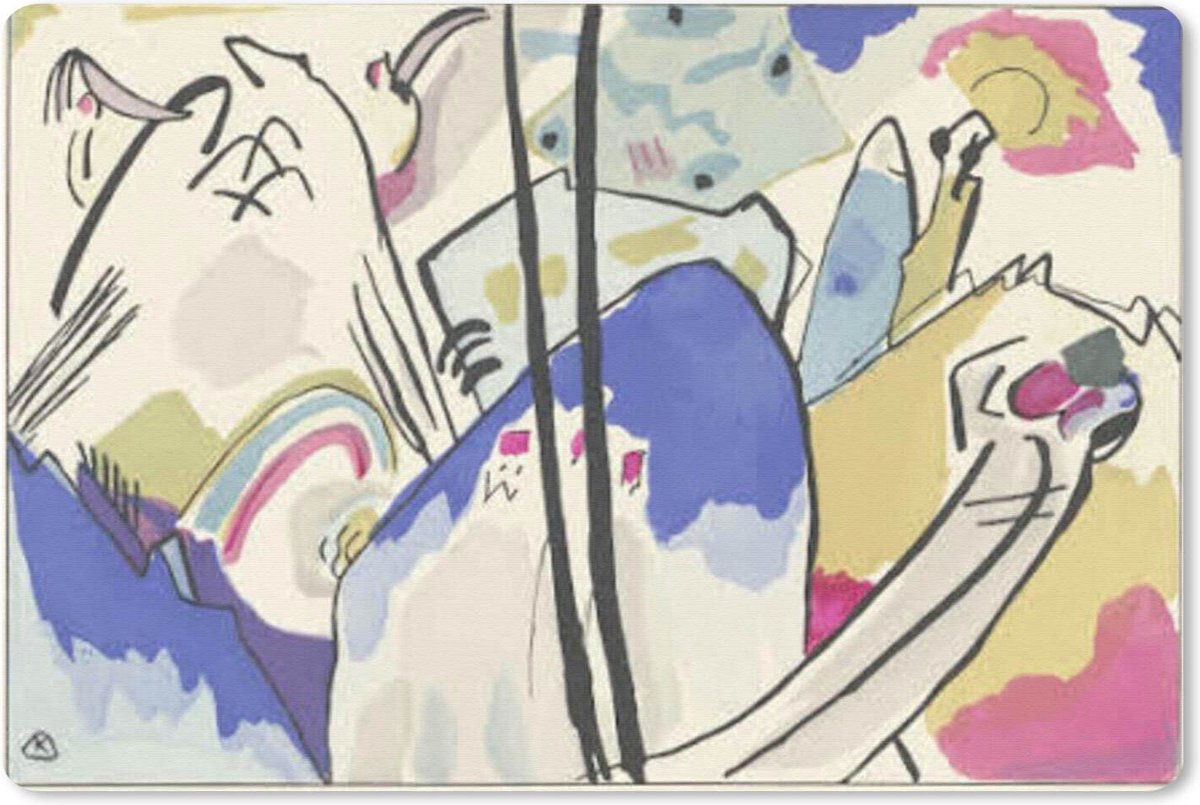 Muismat Wassily Kandinsky - Compositie 4 - schilderij van Wassily Kandinsky muismat rubber - 27x18 cm - Muismat met foto