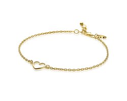ZINZI zilveren armband geel verguld met open hartje ZIA1420G