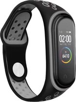 Siliconen Smartwatch bandje - Geschikt voor  Xiaomi Mi band 3 /4 sport bandje - zwart/grijs - Horlogeband / Polsband / Armband