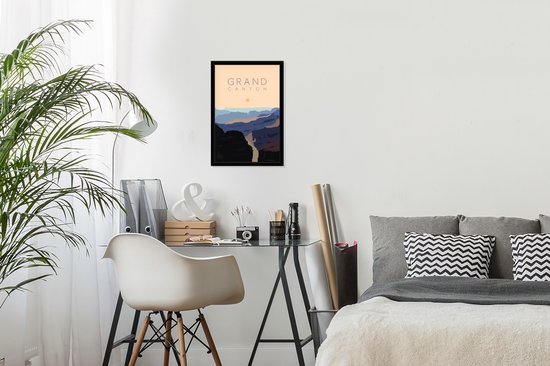 Photo encadrée - Illustration Grand Canyon en Arizona cadre photo noir sans passe partout 20x30 cm - Affiche encadrée (Décoration murale salon / chambre)