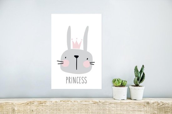 Illustration avec un lapin rougissant et la citation de la Princess 20x30 cm - petite