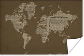 Wereldkaart du monde papier journal sur fond marron 120x80 cm