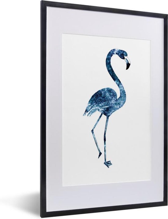 Fotolijst incl. Poster - Flamingo - Blauw - Heelal - 40x60 cm - Posterlijst