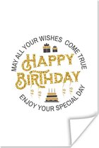 Devis pour un anniversaire "Happy anniversaire, profitez de votre journée spéciale" sur un fond blanc 80x120 cm