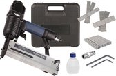 FERM - ATM1051 - Pneumatische - Tacker - Spijkerpistool - Nietpistool - Combitacker - DIN - ORION - Spijkers - 15-50mm - type 55 - Nieten - 16-40mm - type 47 - 7 bar - 100 PSI - Magazijn indicator - Met - Spijkers - Nieten - Koffer - Combitacker