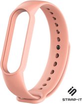 Siliconen Smartwatch bandje - Geschikt voor Xiaomi Mi band 3 / 4 siliconen bandje - lichtroze - Strap-it Horlogeband / Polsband / Armband
