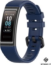 Siliconen Smartwatch bandje - Geschikt voor Huawei band 3 / 4 Pro silicone band - donkerblauw - Strap-it Horlogeband / Polsband / Armband