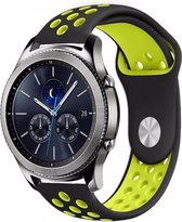 Siliconen Smartwatch bandje - Geschikt voor  Samsung Gear S3 sport band - zwart/geel - Horlogeband / Polsband / Armband