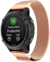 Milanees Smartwatch bandje - Geschikt voor  Garmin Fenix 5 / 6 Milanese band - rosé goud - Horlogeband / Polsband / Armband