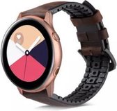 Leer, Siliconen Smartwatch bandje - Geschikt voor  Samsung Galaxy Watch Active siliconen / leren bandje - zwart-bruin - Horlogeband / Polsband / Armband