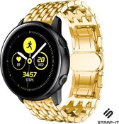Stalen Smartwatch bandje - Geschikt voor  Samsung Galaxy Watch Active / Active 2 stalen draak band - goud - Strap-it Horlogeband / Polsband / Armband