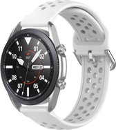 Samsung Galaxy Watch 45mm / 46mm siliconen bandje met gaatjes - wit + glazen screen protector