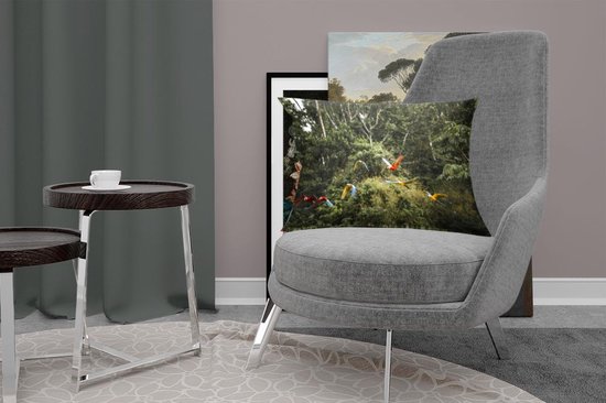 Sierkussen pour la vie forestière à l'intérieur - Perroquets dans la forêt tropicale - 60x40 cm - Coussin rectangulaire en coton