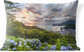 Coussins d'extérieur - Jardin - Coucher de soleil avec hortensias - 50x30 cm