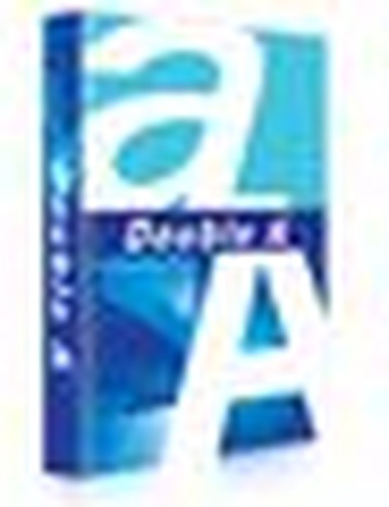 Pak Double A A3 papier. Blauw en lichtblauw met grote witte 'A' en 'Double A' logo.