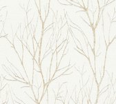 Natuur behang Profhome 372603-GU vliesbehang licht gestructureerd met natuur patroon mat beige goud chroomoxydegroen 5,33 m2